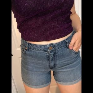Denim Rolled Bottom Shorts